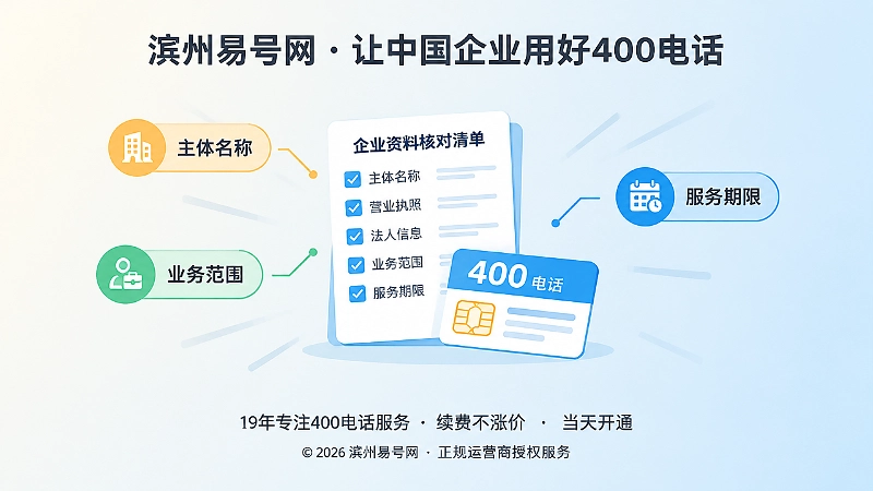 企业400号码主体资料与使用边界核对示意